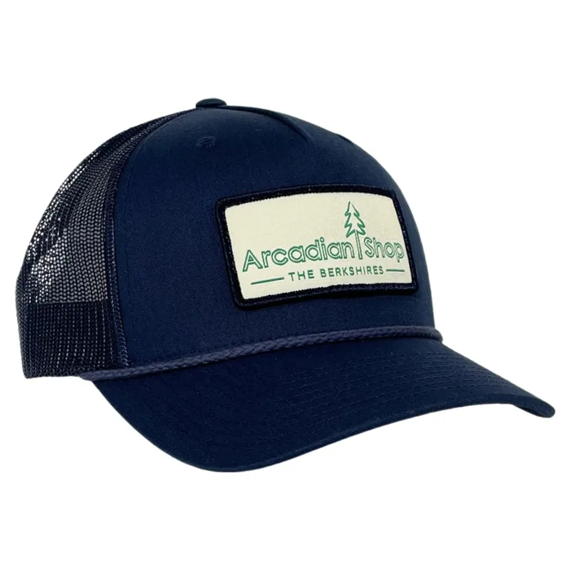 Arcadian Shop Arc Patch Trucker Cap in Navy/Navy