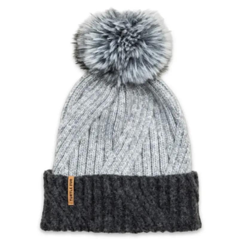 Turtle Fur Snowpack Pom Beanie in Charcoal