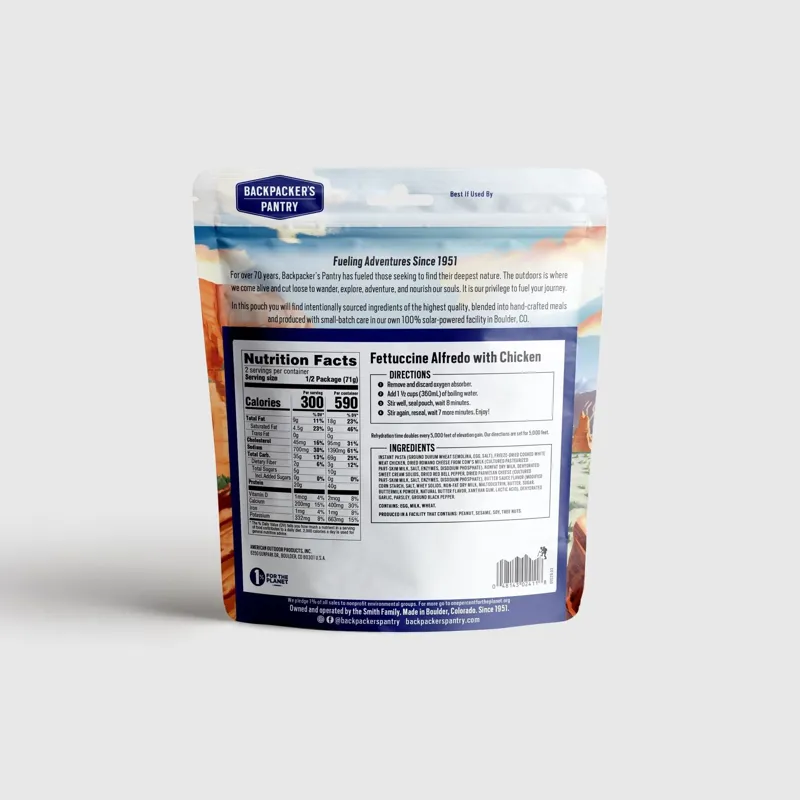 Backpackers Pantry Fettuccine Alfredo with Chicken 2 Person-1