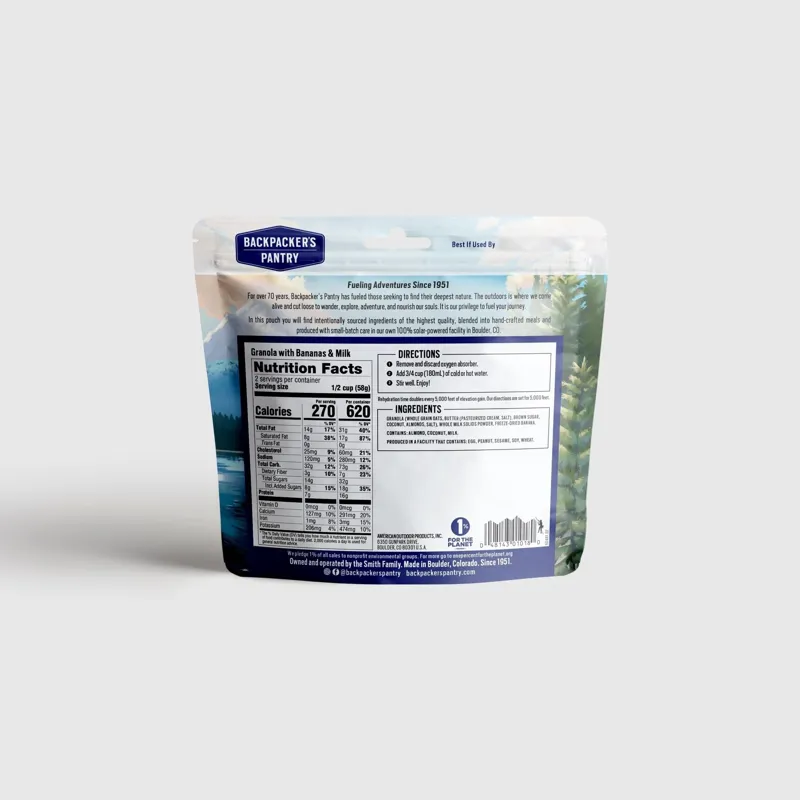 Backpackers Pantry Granola with Bananas and Milk 1 Person-1