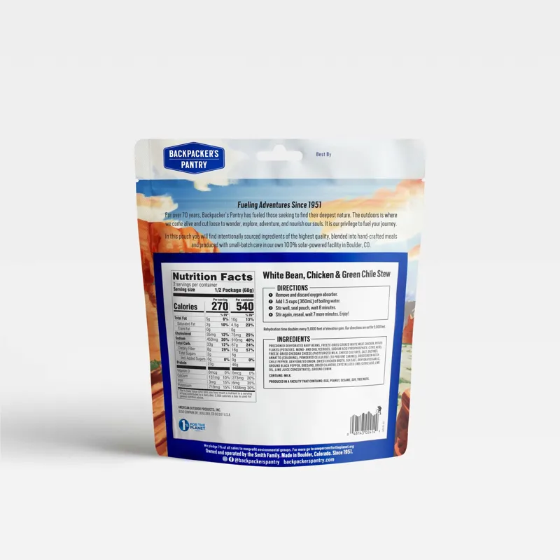 Backpackers Pantry White Bean Chicken and Green Chili Stew 2 Person-1