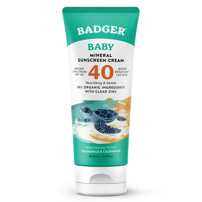 Badger Baby Mineral Sunscreen Cream SPF 40 2.9 oz Tube