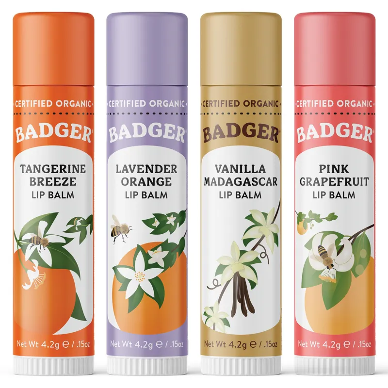 Badger Classic Lip Balm Set 4-Pack Gold Box-2