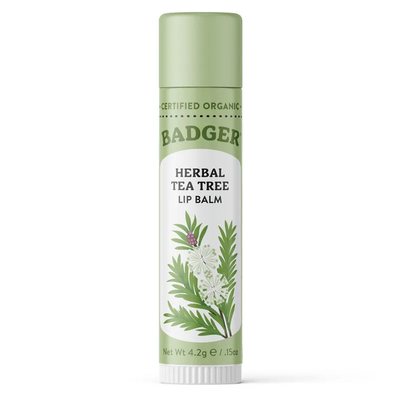 Badger Classic Lip Balm Stick Herbal Tea Tree