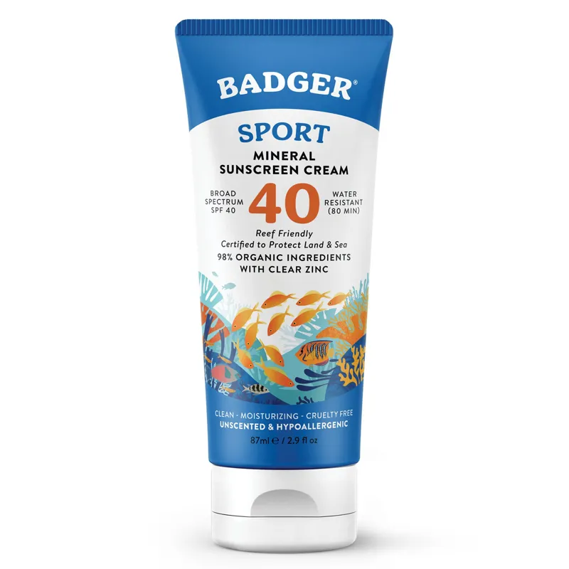 Badger Sport Mineral Sunscreen Cream SPF 40 2.9 oz Tube