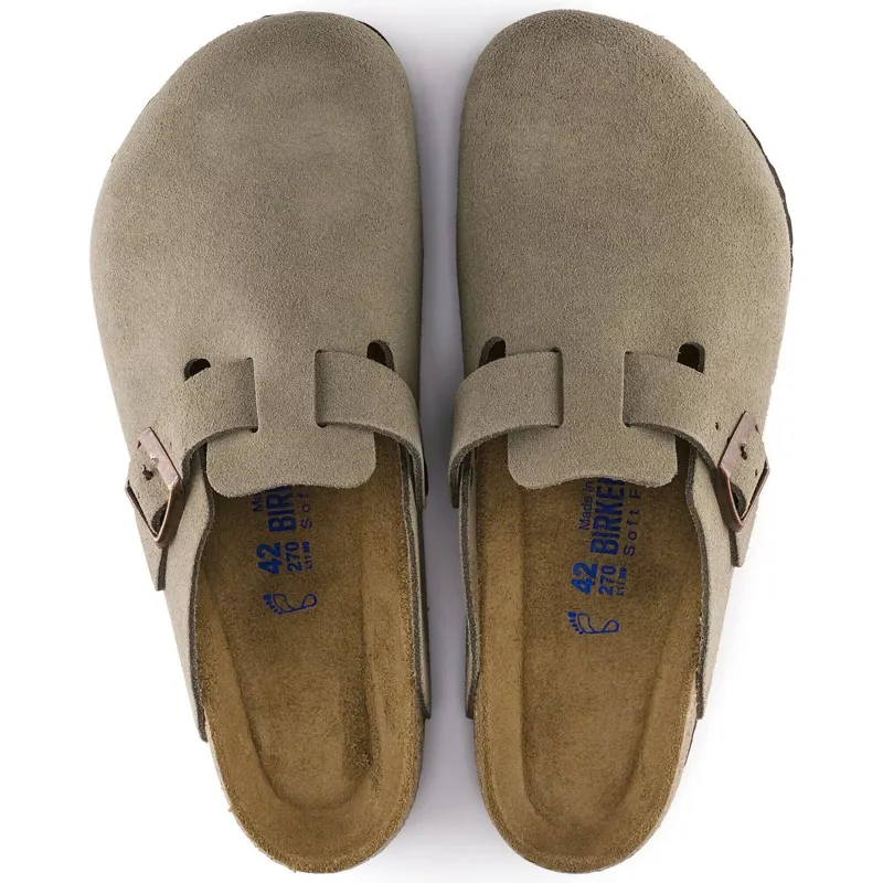 Birkenstock Women's Boston Soft Footbed Suede Leather in Taupe-1