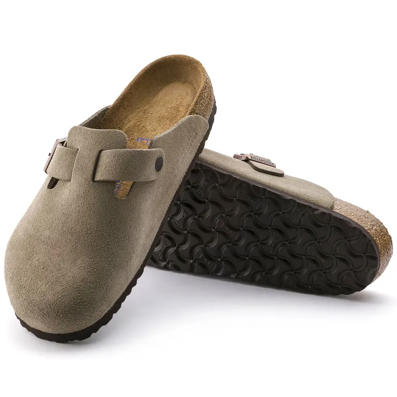 Birkenstock Women's Boston Soft Footbed Suede Leather in Taupe-3
