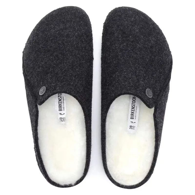 Birkenstock Zermatt Shearling Wool Felt Slipper in Anthracite-3