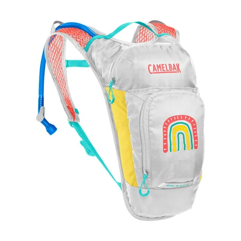 Camelbak Kids Mini M.U.L.E. 50oz Hydration Pack with Crux 1.5L Reservoir in Grey/Rainbow