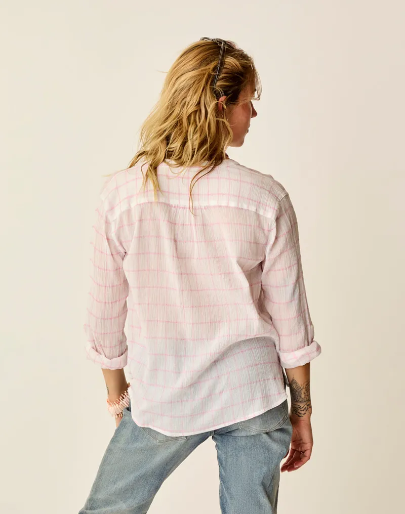 Carve Designs Dylan Gauze Shirt in Hot Pink Plaid-3