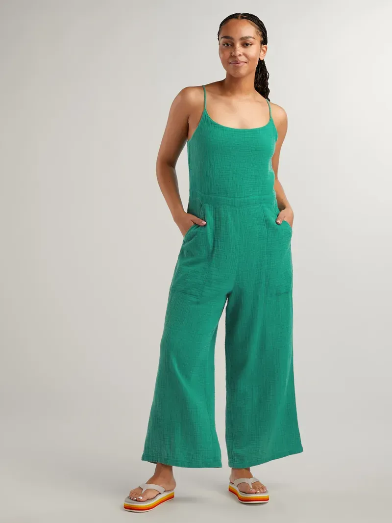 Carve Designs Knox Gauze Jumpsuit in Jade