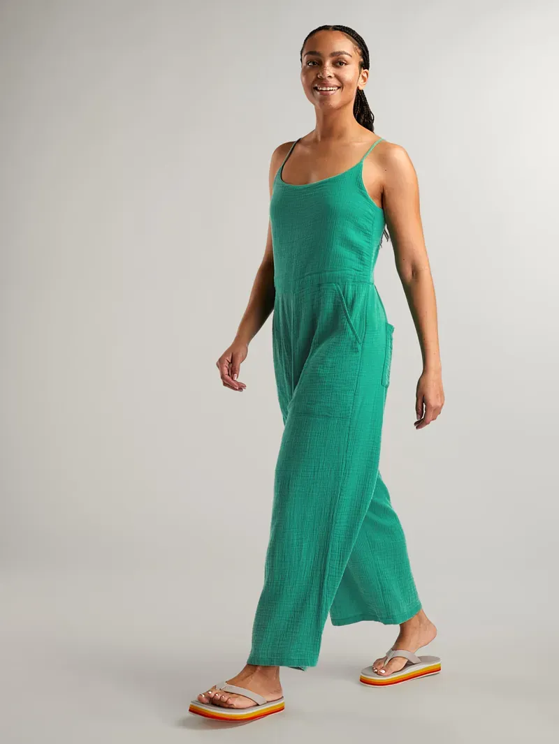 Carve Designs Knox Gauze Jumpsuit in Jade-1
