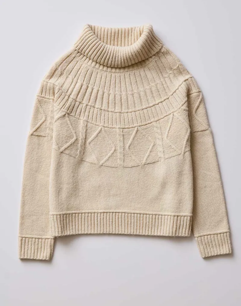 Carve Designs Women's Neve Cable Turtleneck Sweater in Birch