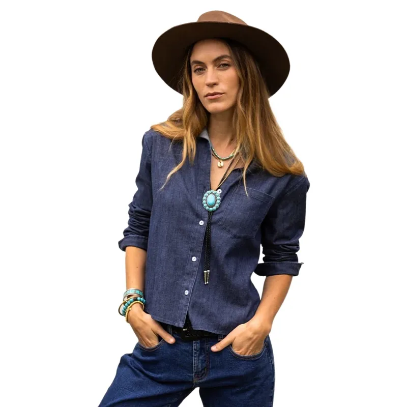Carve Designs Claire Twill Shirt in Dark Indigo