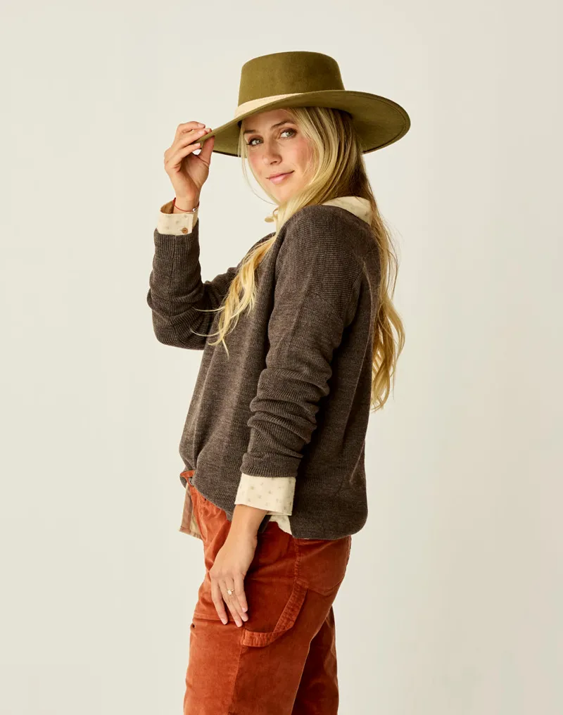 Carve Designs Zella Merino Sweater in Espresso Heather-2