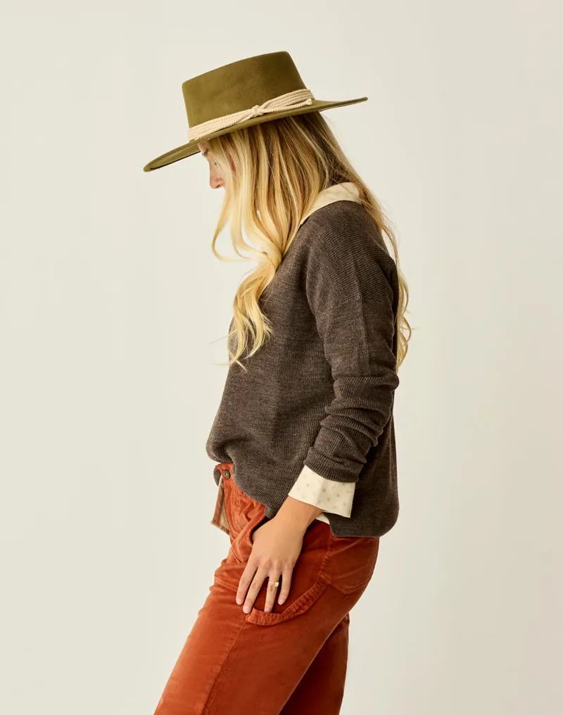 Carve Designs Zella Merino Sweater in Espresso Heather-3