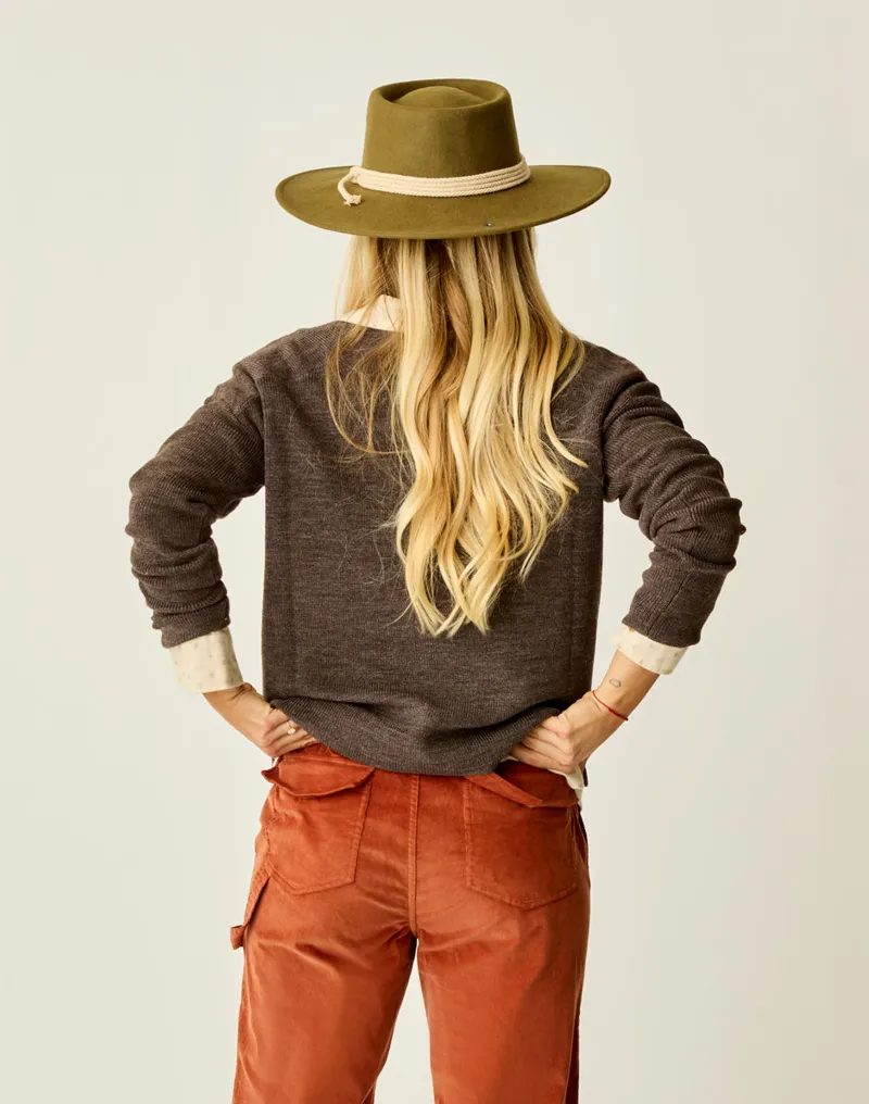 Carve Designs Zella Merino Sweater in Espresso Heather-4