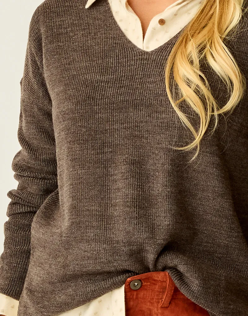 Carve Designs Zella Merino Sweater in Espresso Heather-5