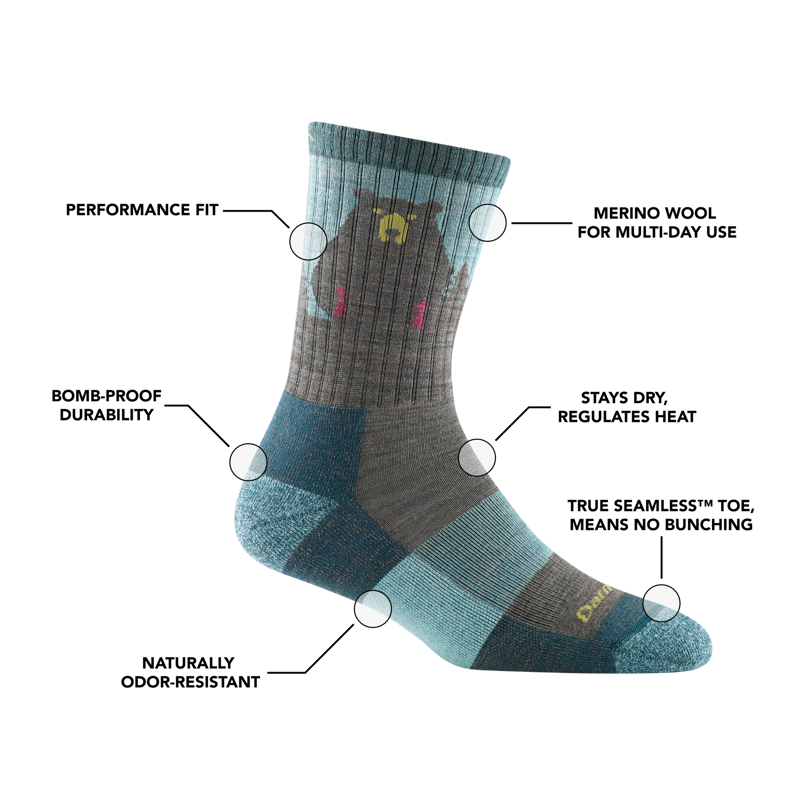 Darn Tough Women's Bear Town Lightweight Hiking Socks in Aqua-3