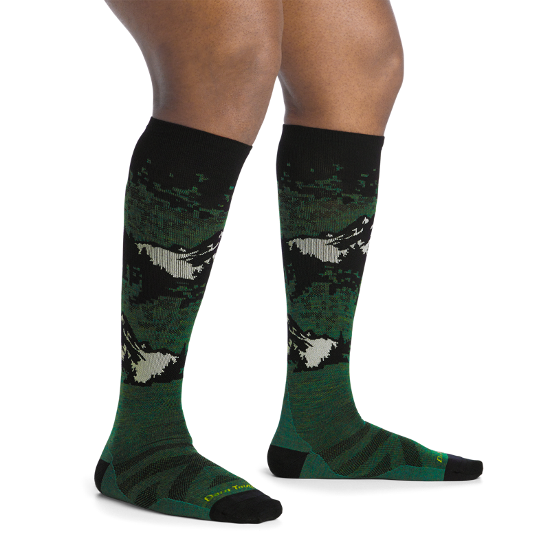 Darn Tough Cold Smoke Over-the-Calf LW Ski and Snowboard Socks in Moss-1