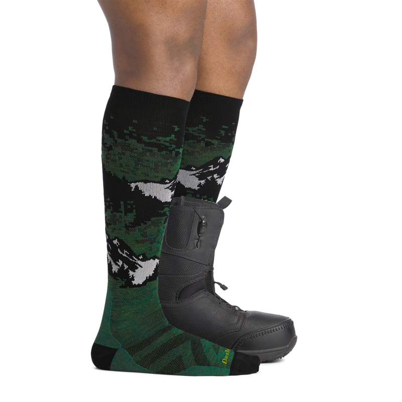 Darn Tough Cold Smoke Over-the-Calf LW Ski and Snowboard Socks in Moss-2