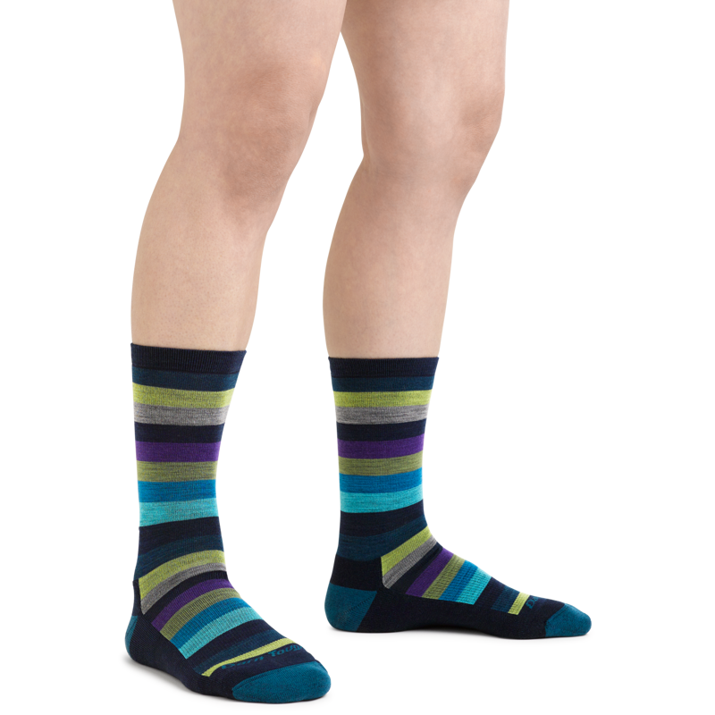 Darn Tough Women's Mystic Stripe Crew Lightweight Socks in Dark Teal-1