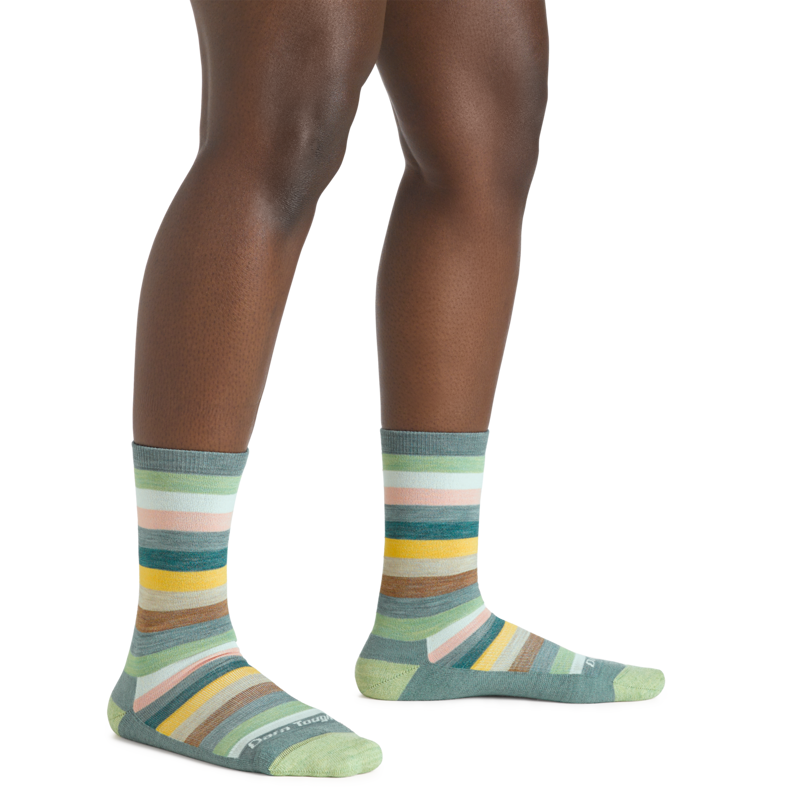 Darn Tough Women's Mystic Stripe Crew Lightweight Socks in Seafoam-1