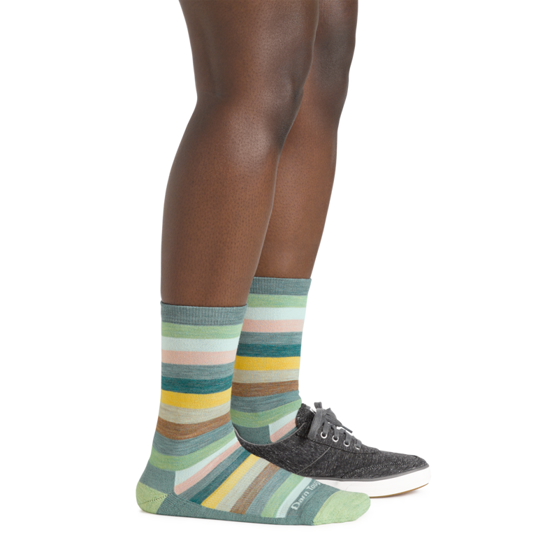 Darn Tough Women's Mystic Stripe Crew Lightweight Socks in Seafoam-2