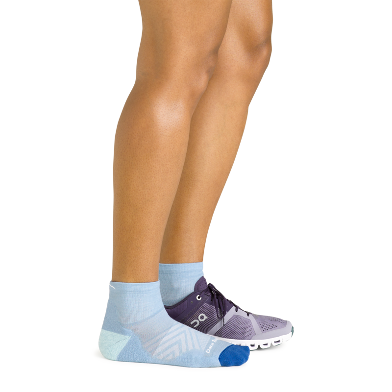Darn Tough Women's Run 1/4 Ultra-Lightweight Cushion Socks in Sky Blue-2