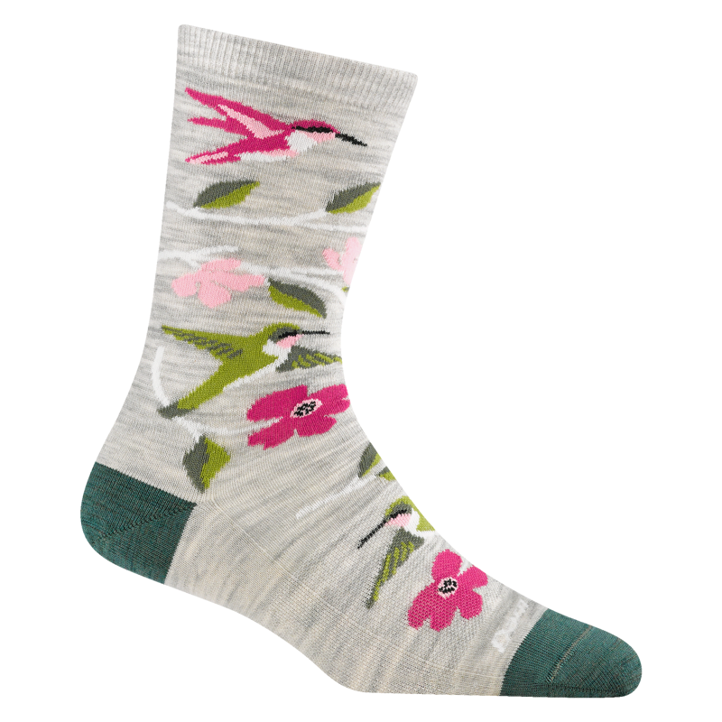 Darn Tough Womens Birds of a Feather Crew LW Lifestyle Socks in Ash