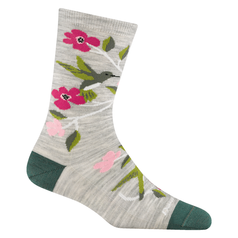Darn Tough Womens Birds of a Feather Crew LW Lifestyle Socks in Ash-1