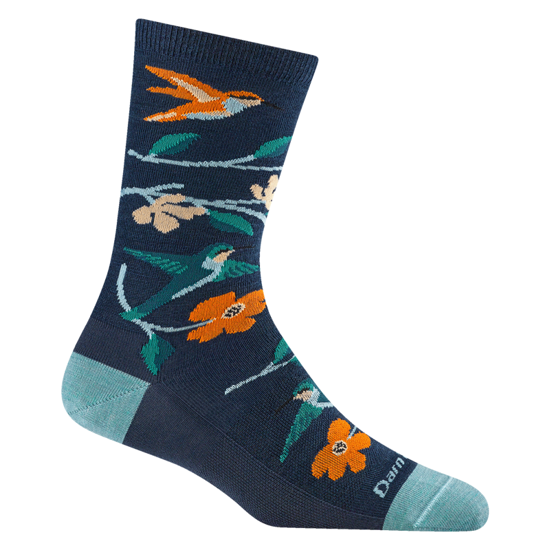 Darn Tough Womens Birds of a Feather Crew LW Lifestyle Socks Midnight