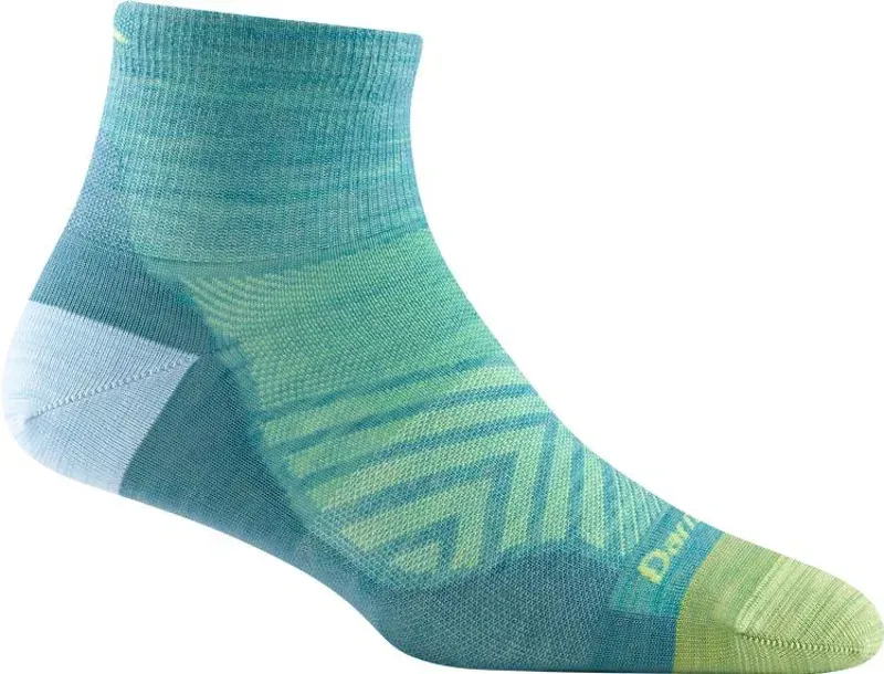 Darn Tough Women's Run Quarter Ultra-Lightweight Running Socks in Aqua