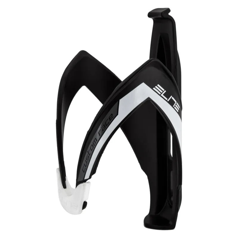 Elite Custom Race Bottle Cage in Matte Black w/White Lettering