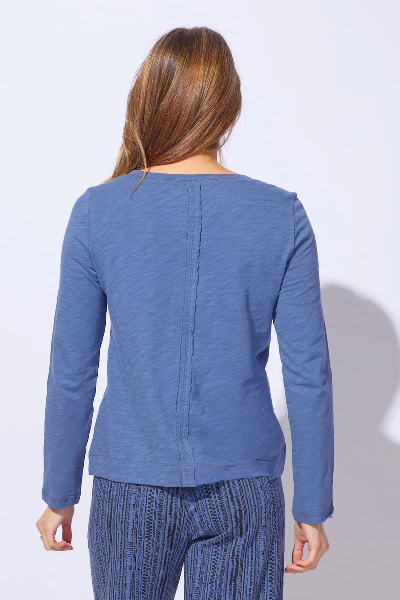 Escape Cotton Slub Stay Centered Tee in Denim-1