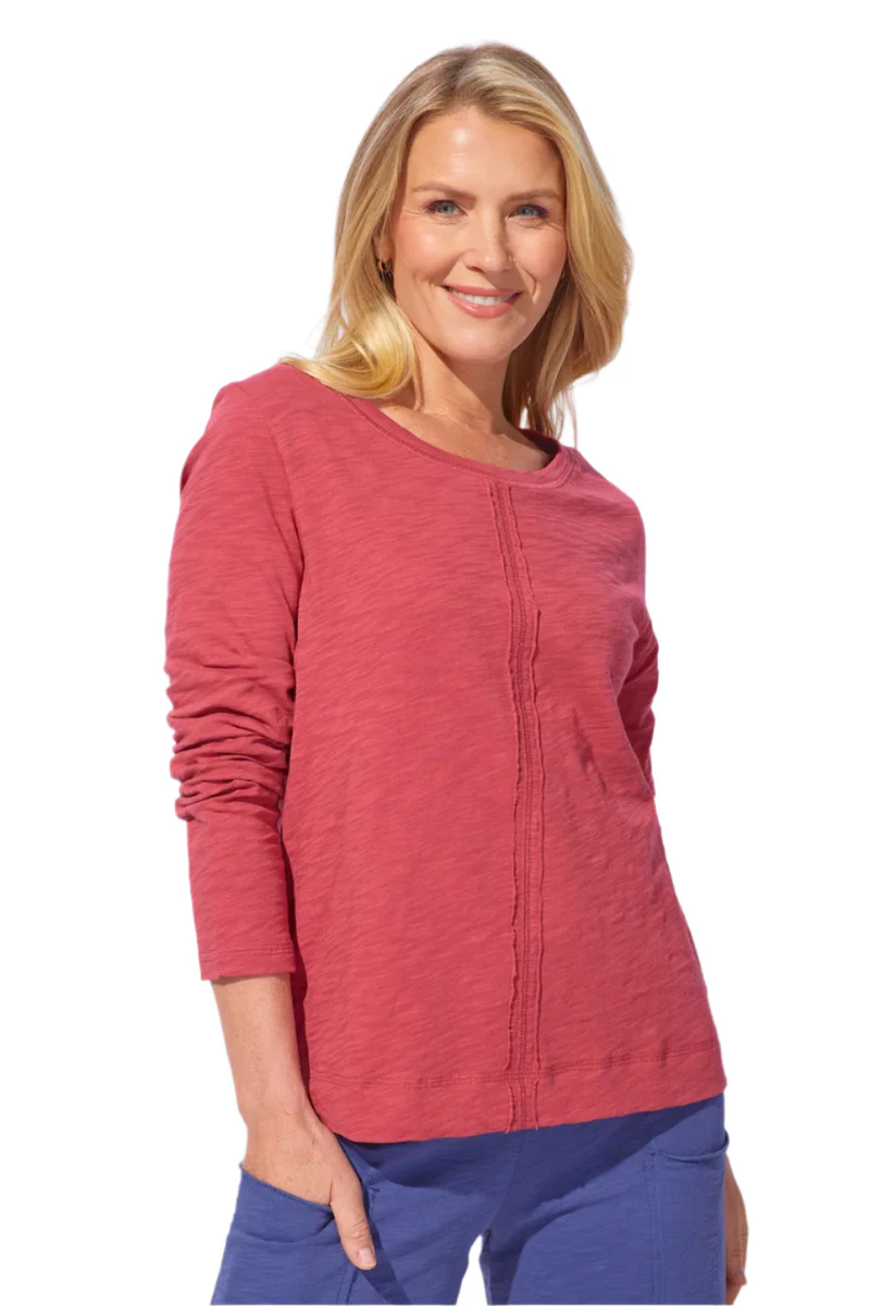 Escape Cotton Slub Stay Centered Tee in Garnet