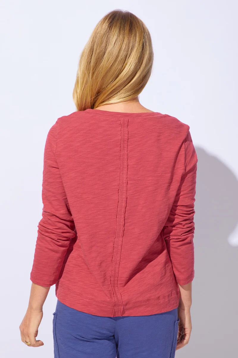 Escape Cotton Slub Stay Centered Tee in Garnet-1