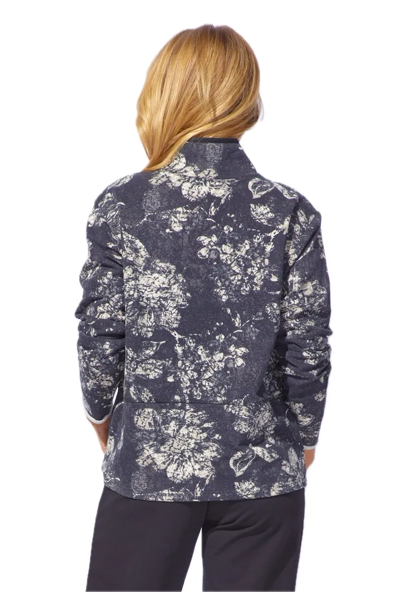 Escape Floral Fleece Quarter Zip Pullover in Black-2