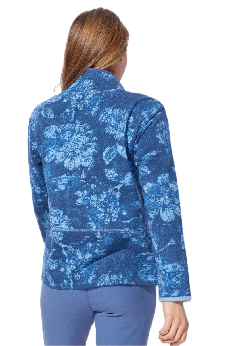 Escape Floral Fleece Quarter Zip Pullover in Denim-1
