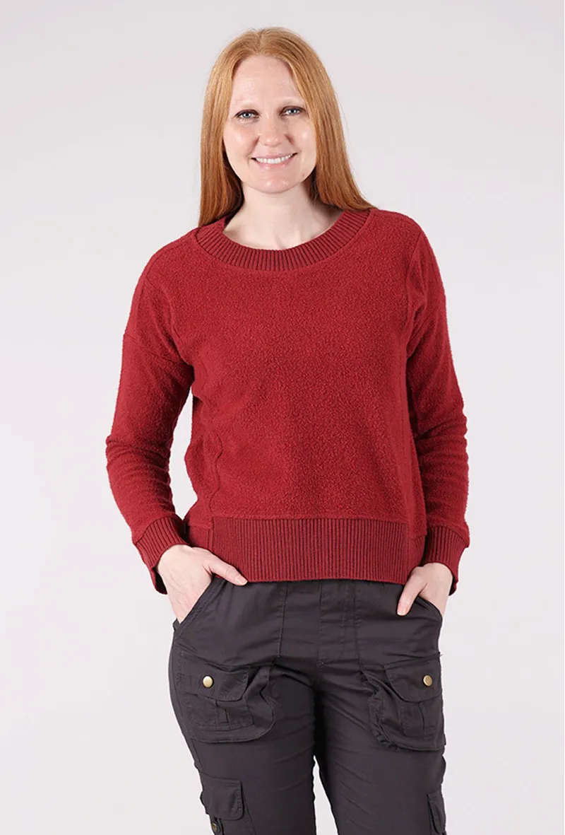 Escape Heather Fleece Unwind Pullover in Garnet