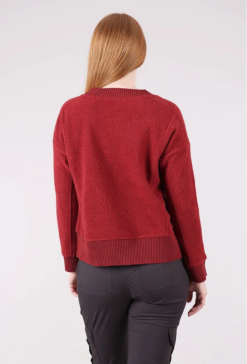 Escape Heather Fleece Unwind Pullover in Garnet-2