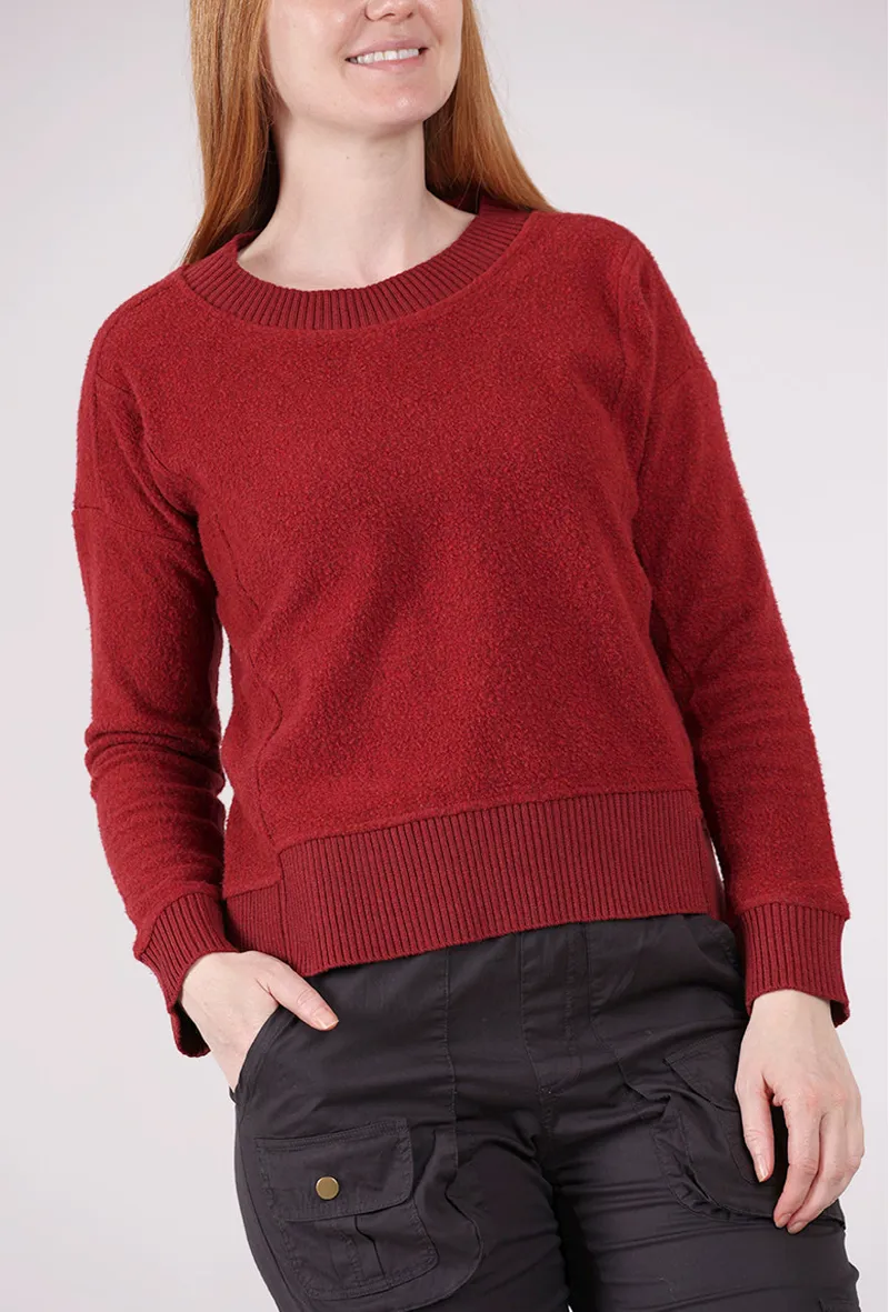 Escape Heather Fleece Unwind Pullover in Garnet-3