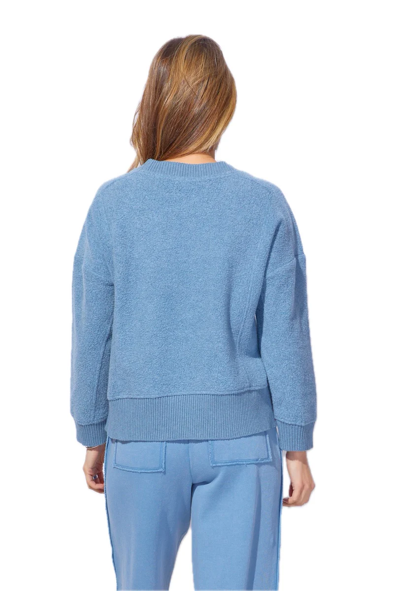 Escape Heather Fleece Unwind Pullover in Indigo-1
