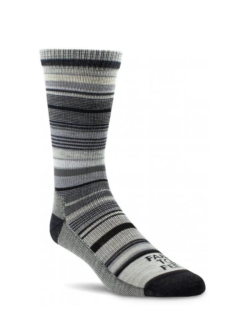 Farm To Feet Ithaca Stripe No Cushion Crew in Charcoal