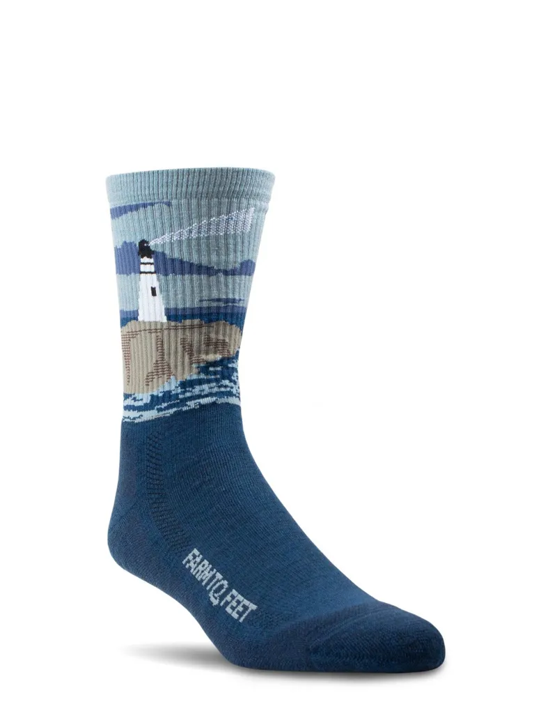 Farm To Feet Outdoor Trail Cape Light Cushion 3/4 Crew in Denim Blue