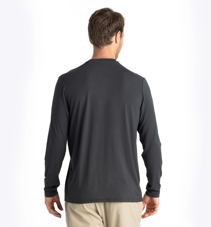 Free Fly Bamboo Flex Long Sleeve Henley in Black Sand-2