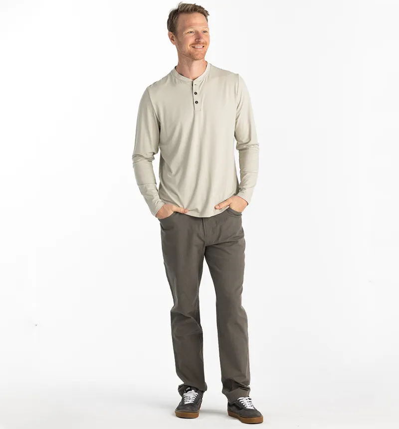 Free Fly Bamboo Flex Long Sleeve Henley in Sandstone-1