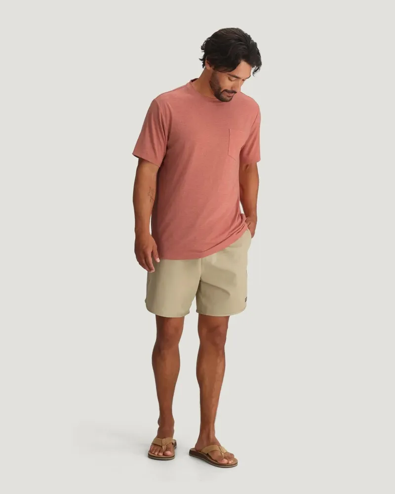 Free Fly Bamboo Flex Pocket Tee in Heather Red Clay-2