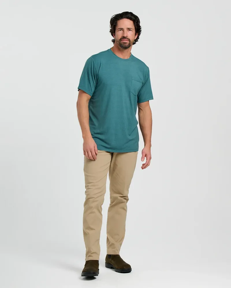 Free Fly Bamboo Flex Pocket Tee in Heather Sea Pine-2