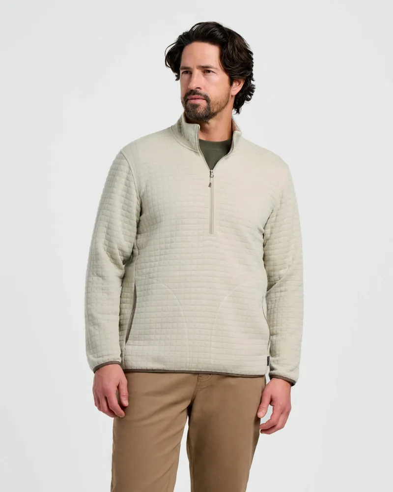 Free Fly Downvalley Quarter Zip Fleece Top in Heather Sandstone